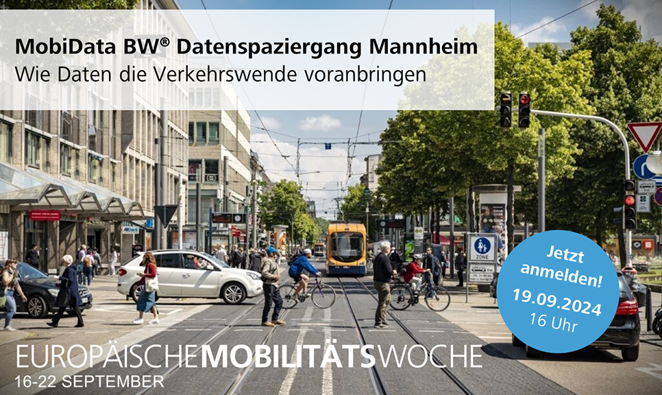 Plakat MobiData BW® #Datenspaziergang Mannheim – Wie Daten die Verkehrswende voranbringen