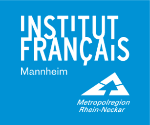 Vergrößerte Ansicht von Blauer Hintergrund mit weißem Schriftzug Institut Français Mannheim, Metropolregion Rhein-Neckar