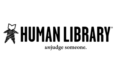 Vergrößerte Ansicht von Schriftzug Human Library unjudge someone