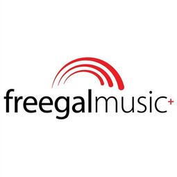 Vergrößerte Ansicht von Logo von Freegal Music: schwarze Schrift mit drei roten Bögen darüber