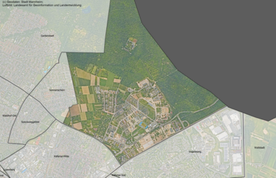 Vergrößerte Ansicht von Das Luftbild zeigt den Stadtteil Franklin und die angrenzenden Stadtteile.