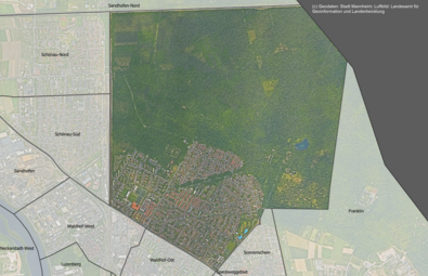 Vergrößerte Ansicht von Das Luftbild zeigt den Stadtteil Gartenstadt und die angrenzenden Stadtteile.