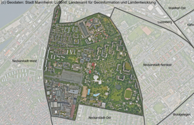 Vergrößerte Ansicht von Das Luftbild zeigt den Stadtteil Herzogenried und die angrenzenden Stadtteile.