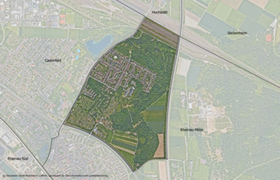 Vergrößerte Ansicht von Das Luftbild zeigt den Stadtteil Pfingstberg und die angrenzenden Stadtteile.