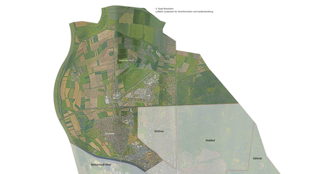 Vergrößerte Ansicht von Das Luftbild zeigt den Stadtbezirk Sandhofen und die angrenzenden Stadtbezirke.