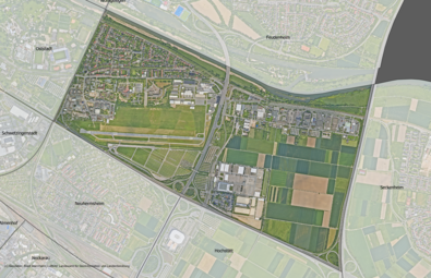 Vergrößerte Ansicht von Das Luftbild zeigt den Stadtteil Neuostheim und die angrenzenden Stadtteile.